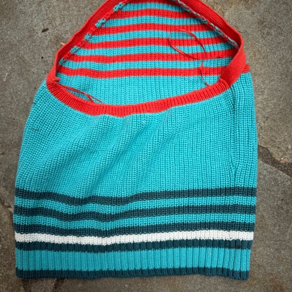 ZARA Knit Halter Top Womens Small Turquoise Cropped Festival Retro - Picture 5 of 9